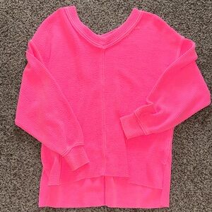 aerie Neon Pink V-Neck Lightweight Sweater